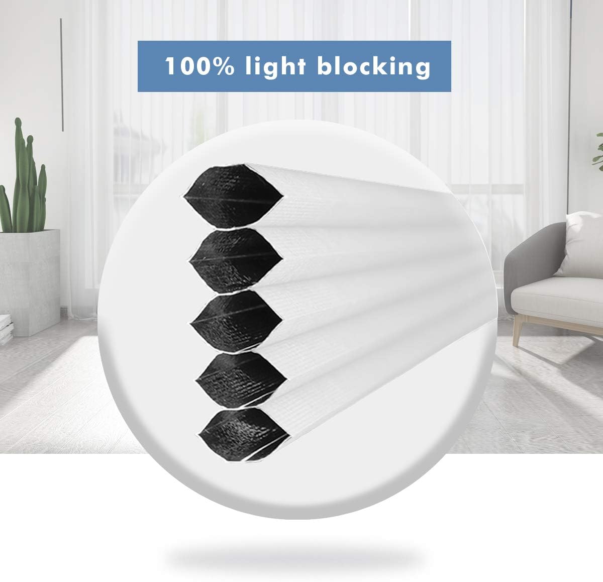 Blackout Shades Cordless Blinds Cellular Fabric Blinds Honeycomb Door Window Shades 27x64, White-White