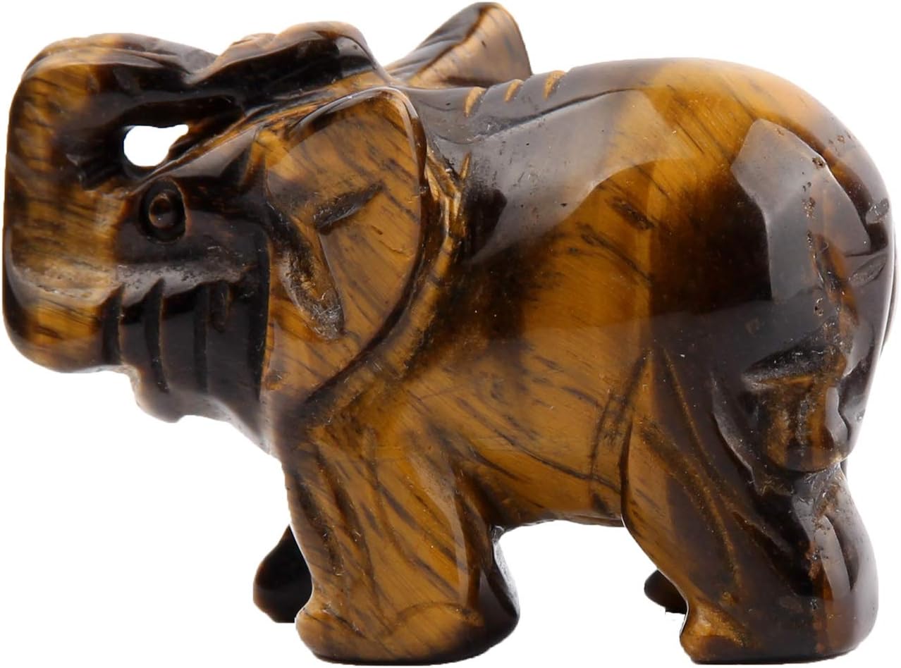 Opal Opalite Elephant Statue - 1.5" Natural Stone Carved Figurine for Chakra Healing