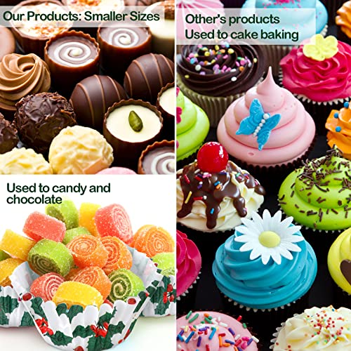 Funtery 600 Pcs Christmas Holly Cupcake Liners Mini Muffin Baking Cups