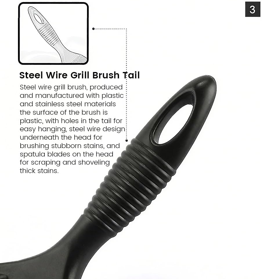 Skiennix Heavy-Duty Grill Brush - Stainless Steel Wire Scraper for Outdoor BBQ Cleaning
