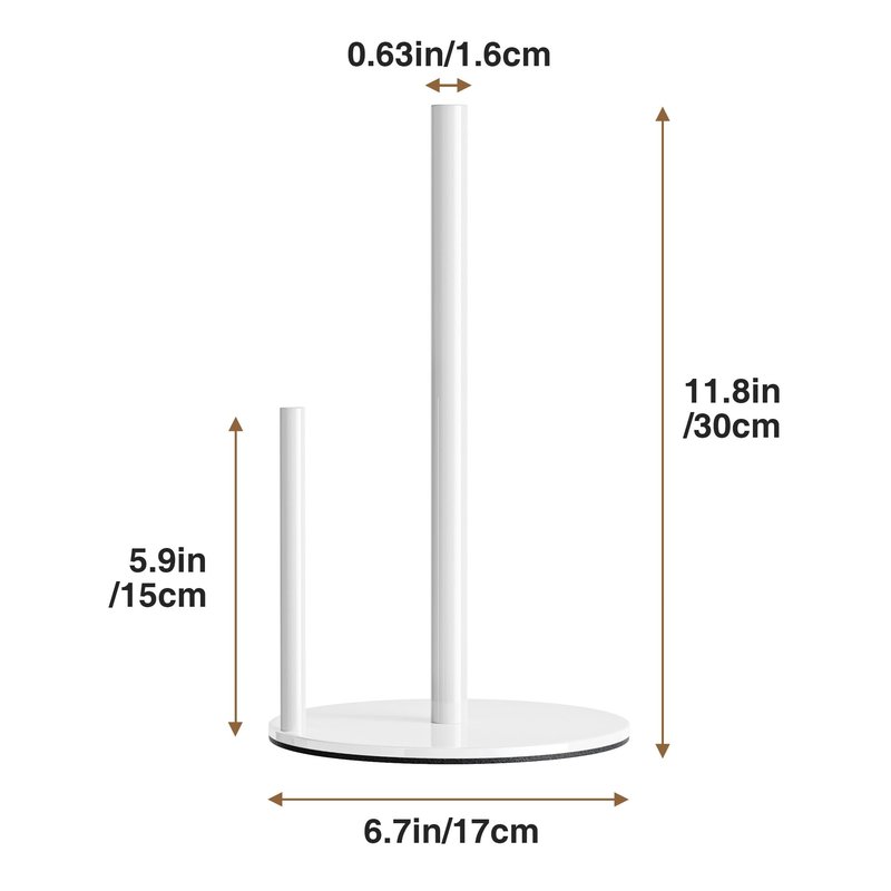 Paper Towel Holder White Kitchen Roll Holder, Paper Towel Holder for Kitchen Roll Organize, Countertop Roll Dispenser with Weighted Base