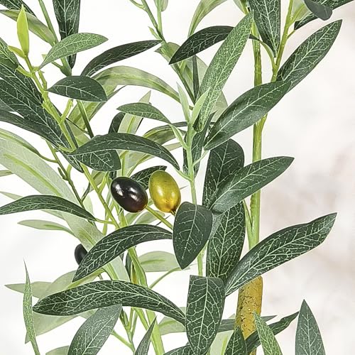 5FT Artificial Olive Tree Indoor - Realistic Full Fake Plant for Home & Office Decor