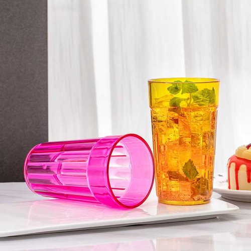 Honla 10 oz Highball Glasses,Set of 10 Small Plastic Drinking Glasses,Unbreakable Plastic Tumblers Water Juice Cups in 5 Assorted Colors