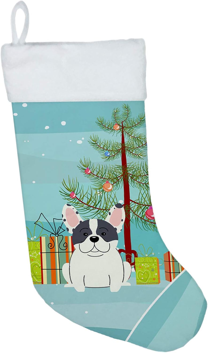 Merry Christmas Tree Dogue de Bordeaux Stocking - Festive Fireplace Decor for Holidays