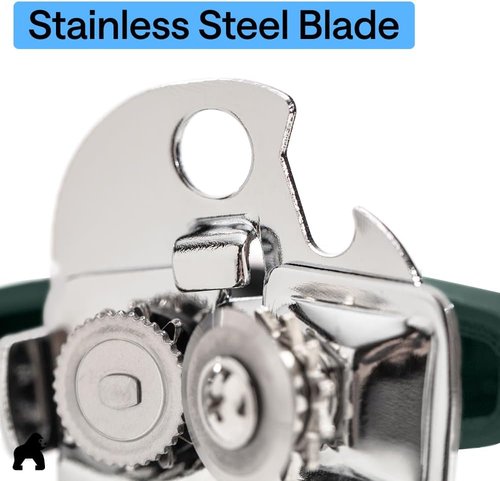 GORILLA GRIP Heavy Duty Manual Can Opener - Stainless Steel, Comfortable Handle, Hunter Green