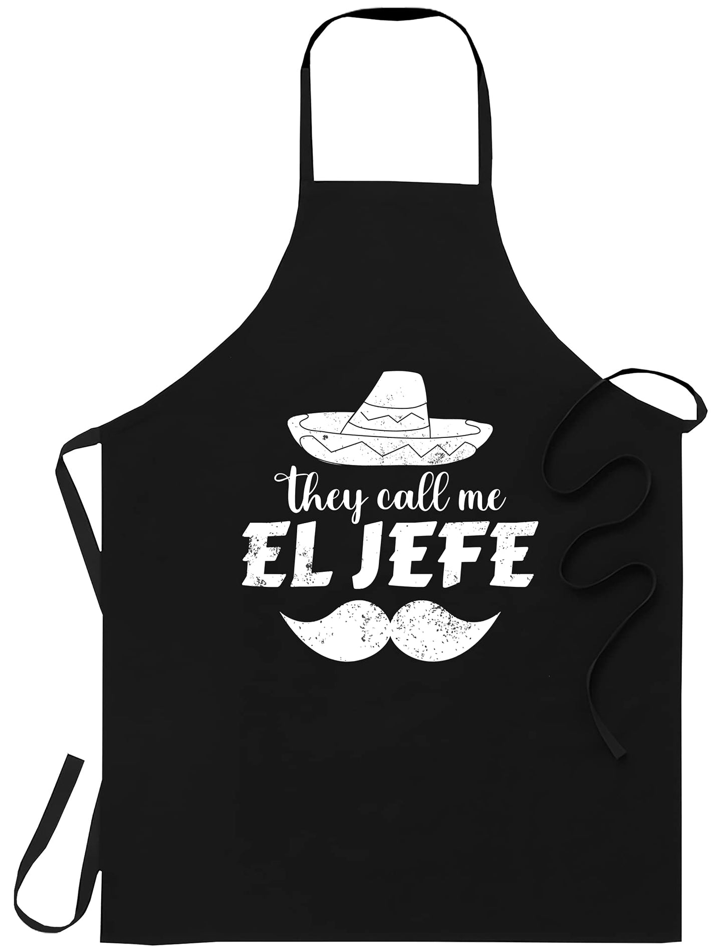 LimeSky funny mexican boss chef gift y call me el jefe Apron - Black Cooking Workwear Gift Aprons - One size fits all for Women Men