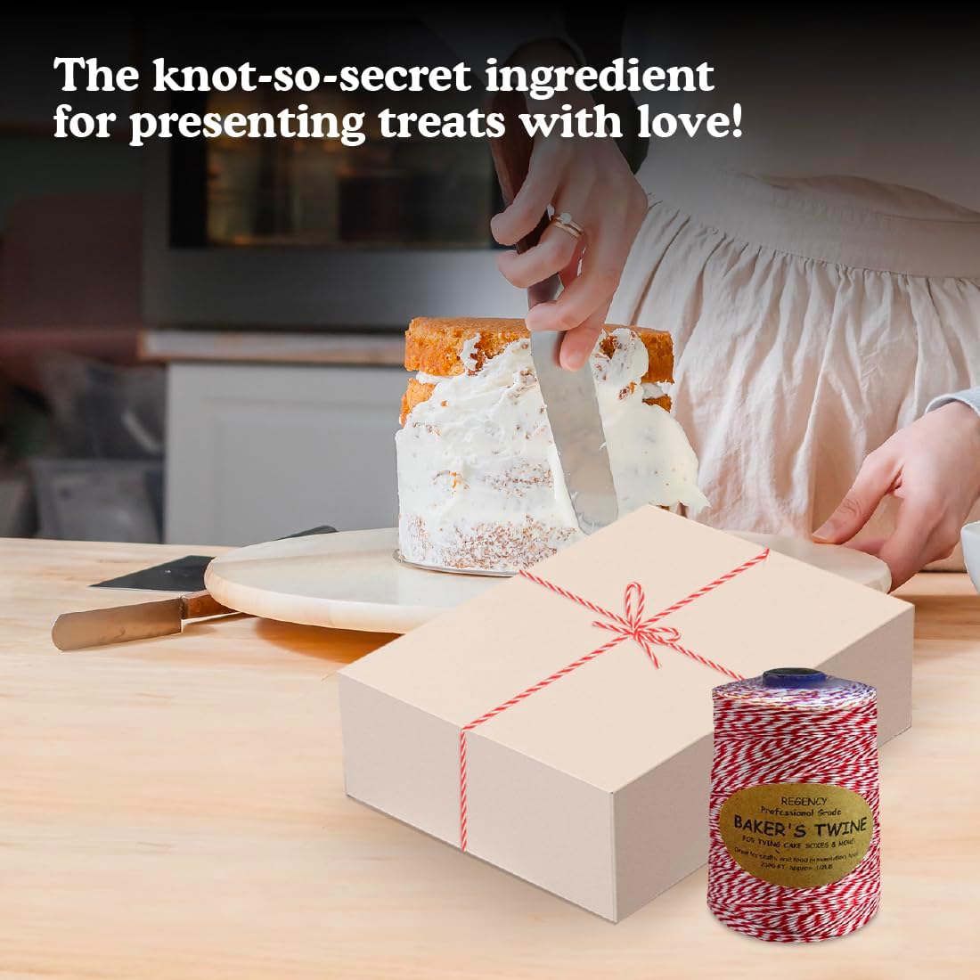 Baker's Twine Cone - 2300 ft Colorful String for Pastry Boxes, Gifts & Crafts - Blue/White
