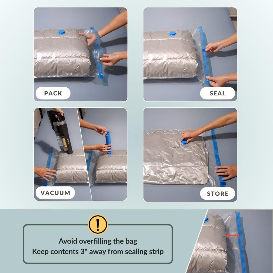 Skiennix 10 XL Jumbo Vacuum Storage Bags - Extra Large Compression Space Saver for Bedding & Clothing