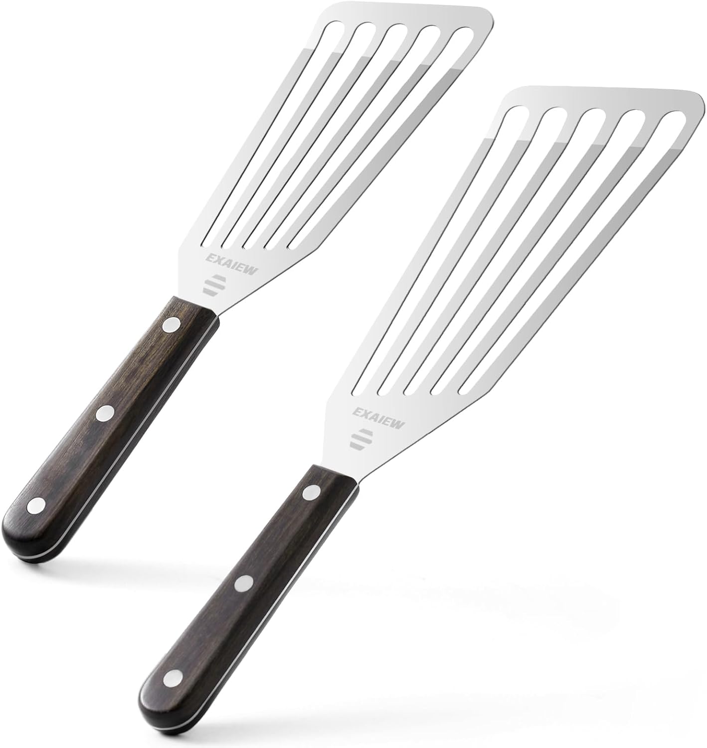 Skiennix Fish Spatula - Flexible Stainless Steel Turner for Flipping Eggs & Burgers | 2 Pack