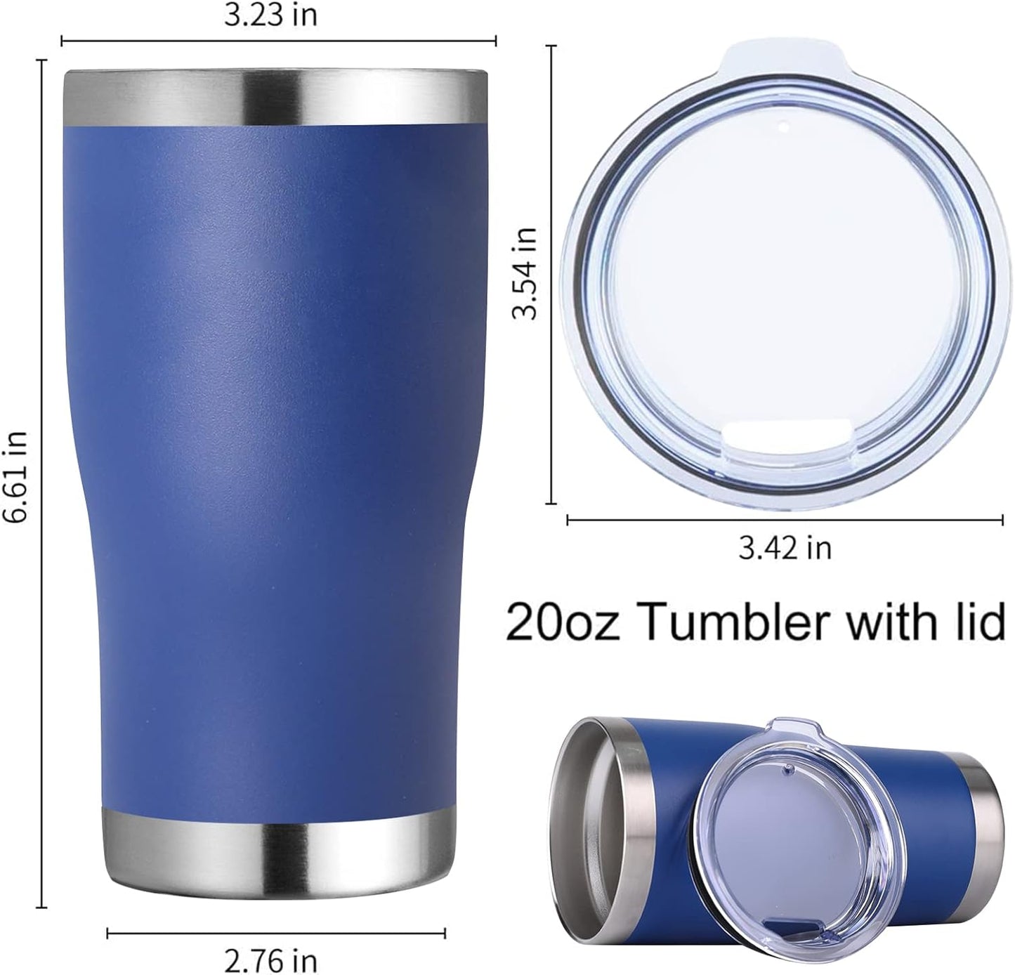 DOMICARE 20oz Tumbler with Lid Stainless Steel Tumblers Bulk, Double Wall Vacuum Insulated Coffee Travel Mug Powder Coated Tumbler, 8 Pack Purple