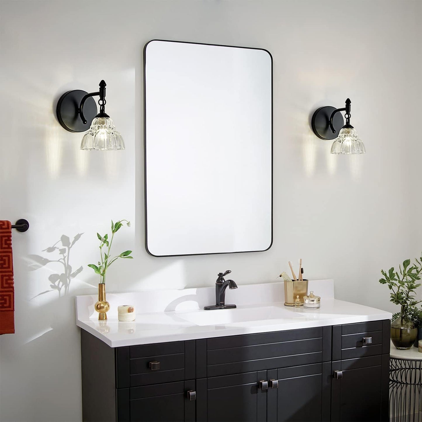 Modern Bathroom Vanity Lights - Matte Black Wall Sconces with Over-Mirror Light Fixture for Bathroom, Powder Room