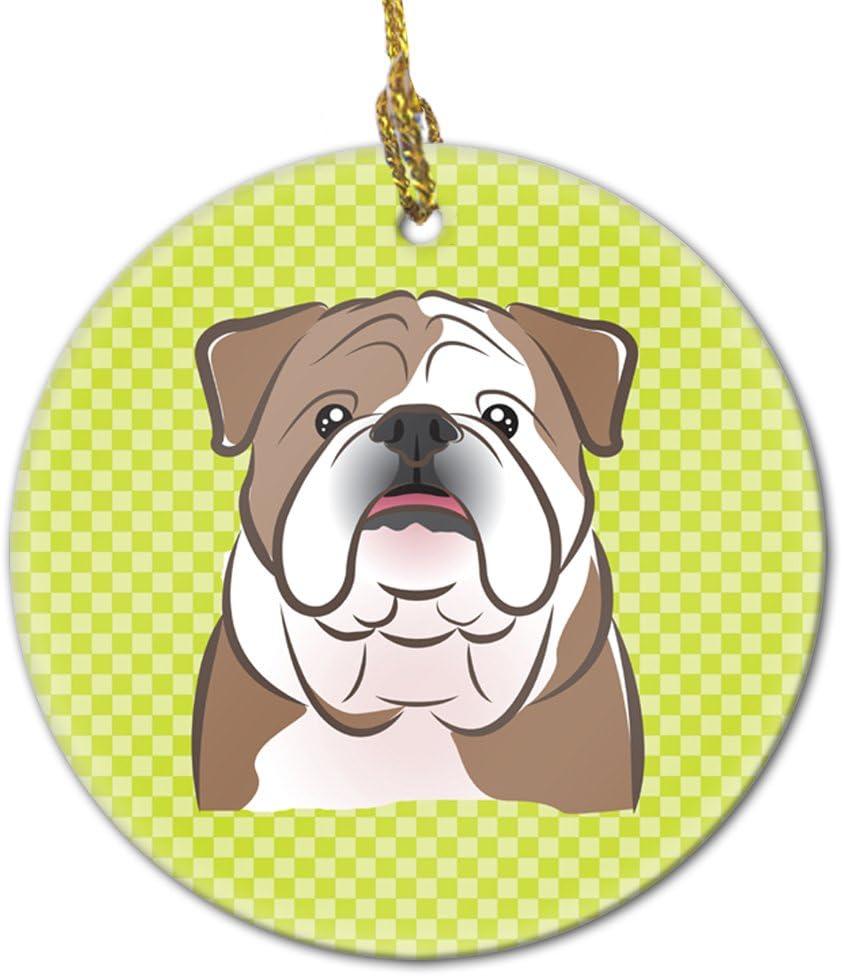 Blue Wire Haired Fox Terrier Ceramic Ornament - Checkerboard Christmas Tree Decoration, 3 in