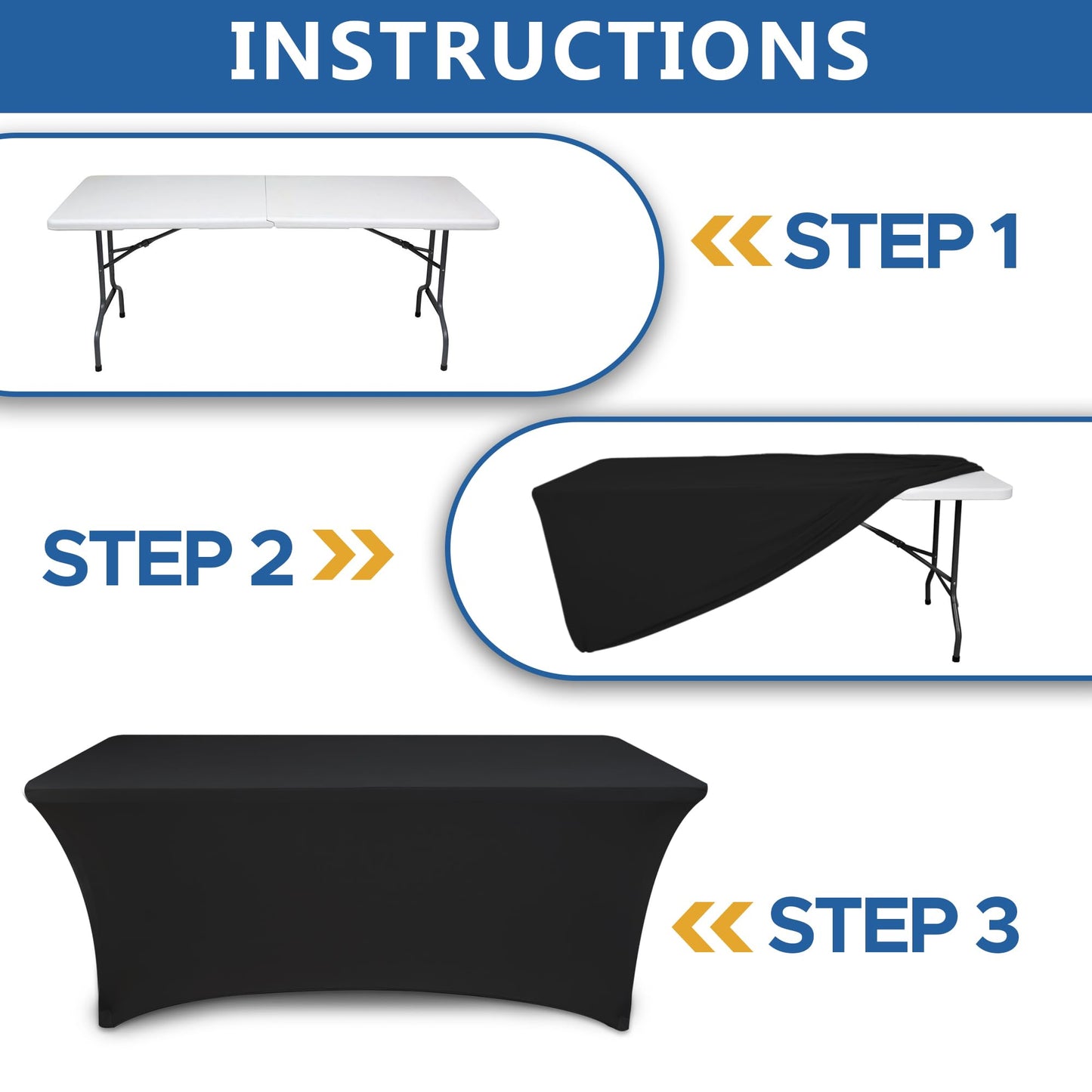 Enjoyidea Spandex Table Cover for 6 foot Rectangle Tables-6 Pack Fitted Stretch Black Tablecloth-Elastic 6ft Folding Tablecloths for Party, Vendor Booth Display, Banquet Buffet Event, Craft Trade Show