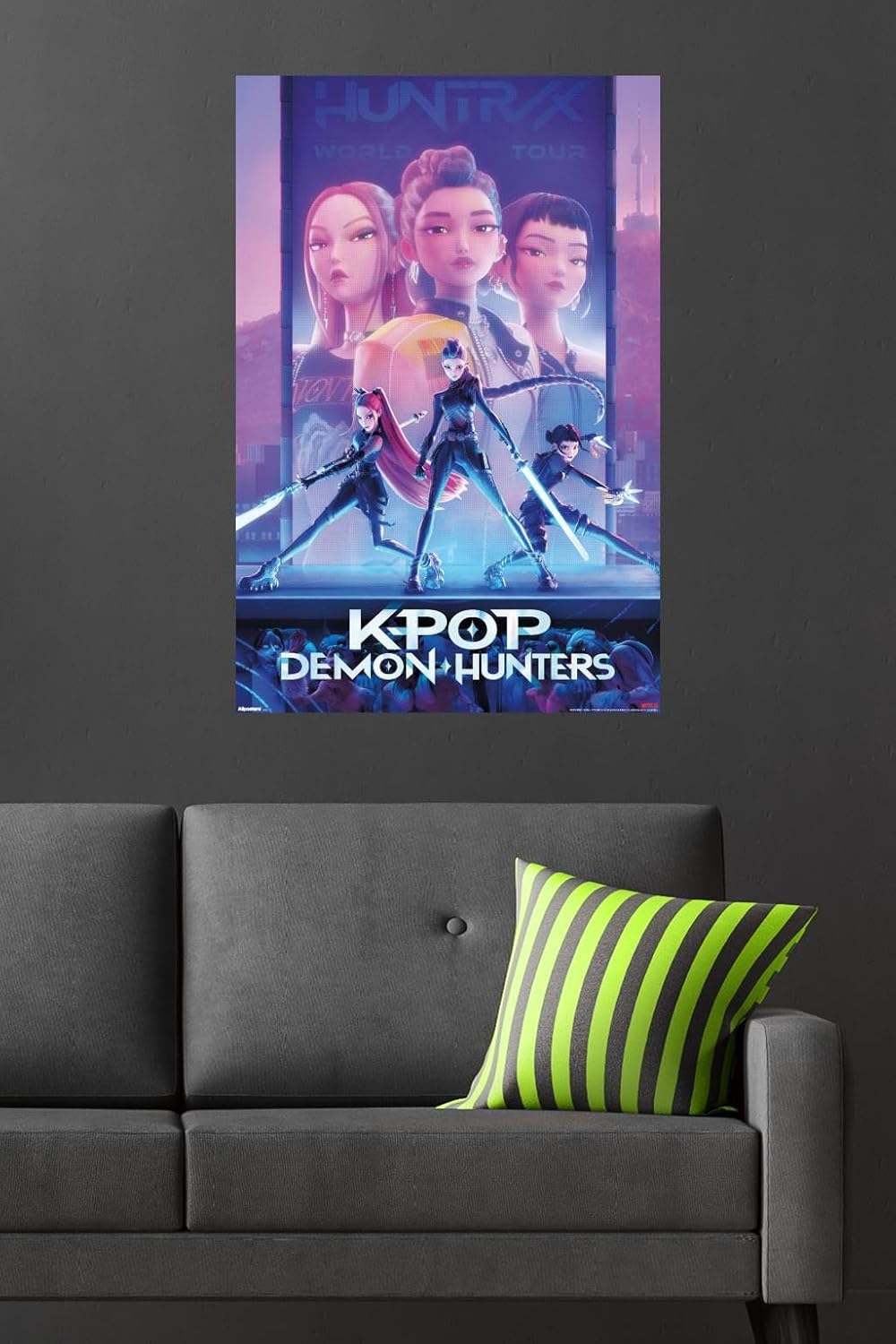 Netflix KPop Demon Hunters Poster - One Sheet Wall Art, 34" x 22.4" with Mount Bundle