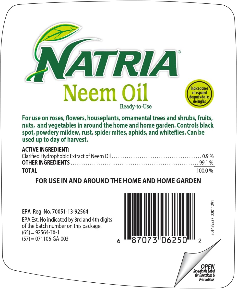 Natria Neem Oil Spray - Ready-to-Use Pest & Disease Control for Houseplants | 24 oz Bottle
