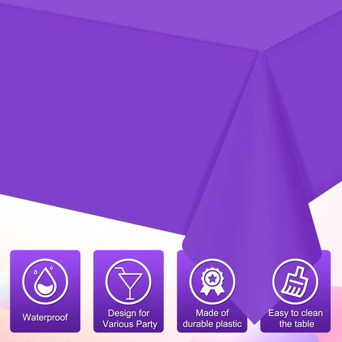 16 Pack Purple Plastic Tablecloth for Rectangle Tables, Premium Decorative Purple Disposable Table Cloths for Parties, Rectangle Party Table Cover for Birthday Anniversary Graduation, 54x108 Inch
