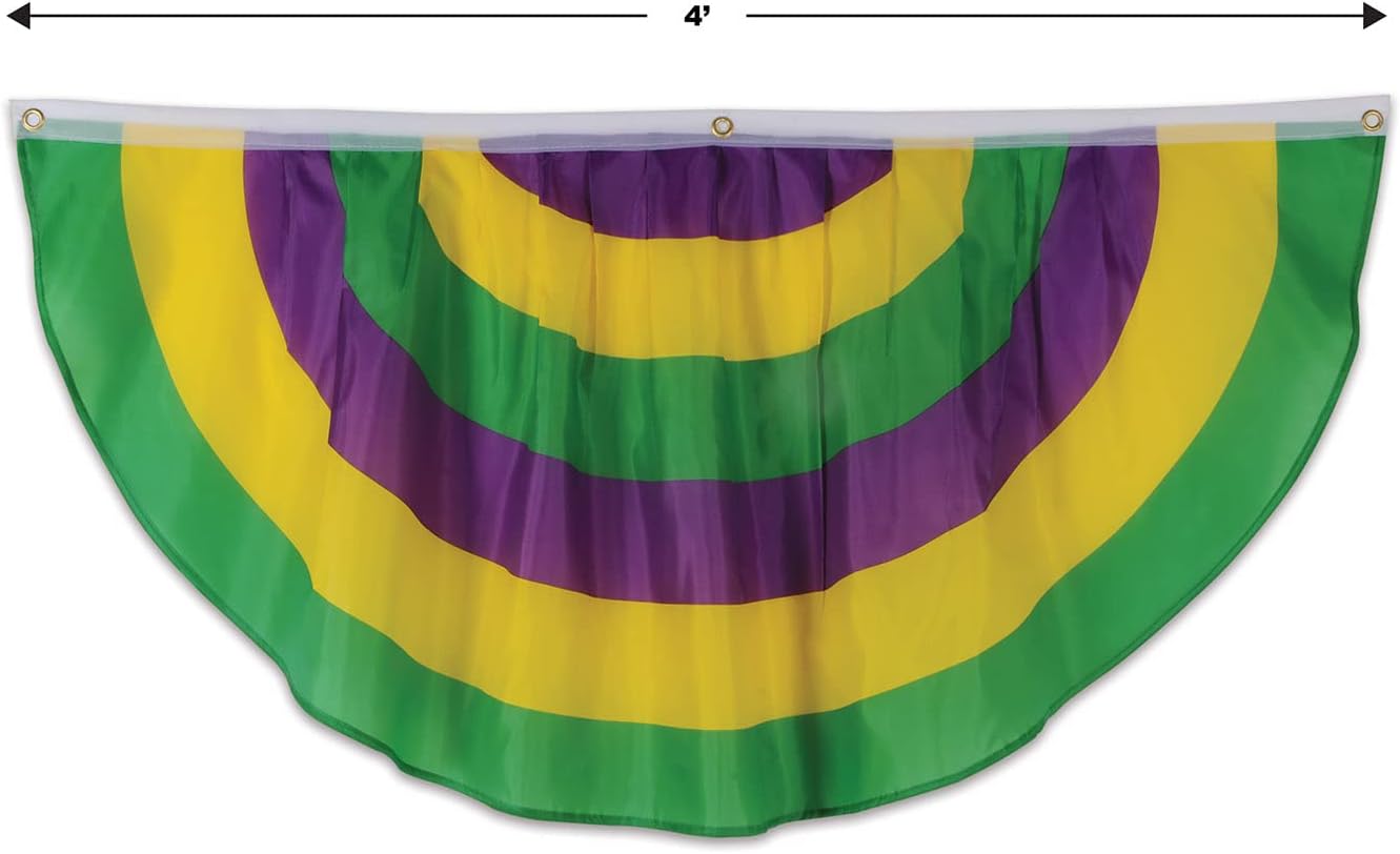 Comedy & Tragedy Faces Fabric Bunting - 5ft 10in Green Gold Purple Decoration