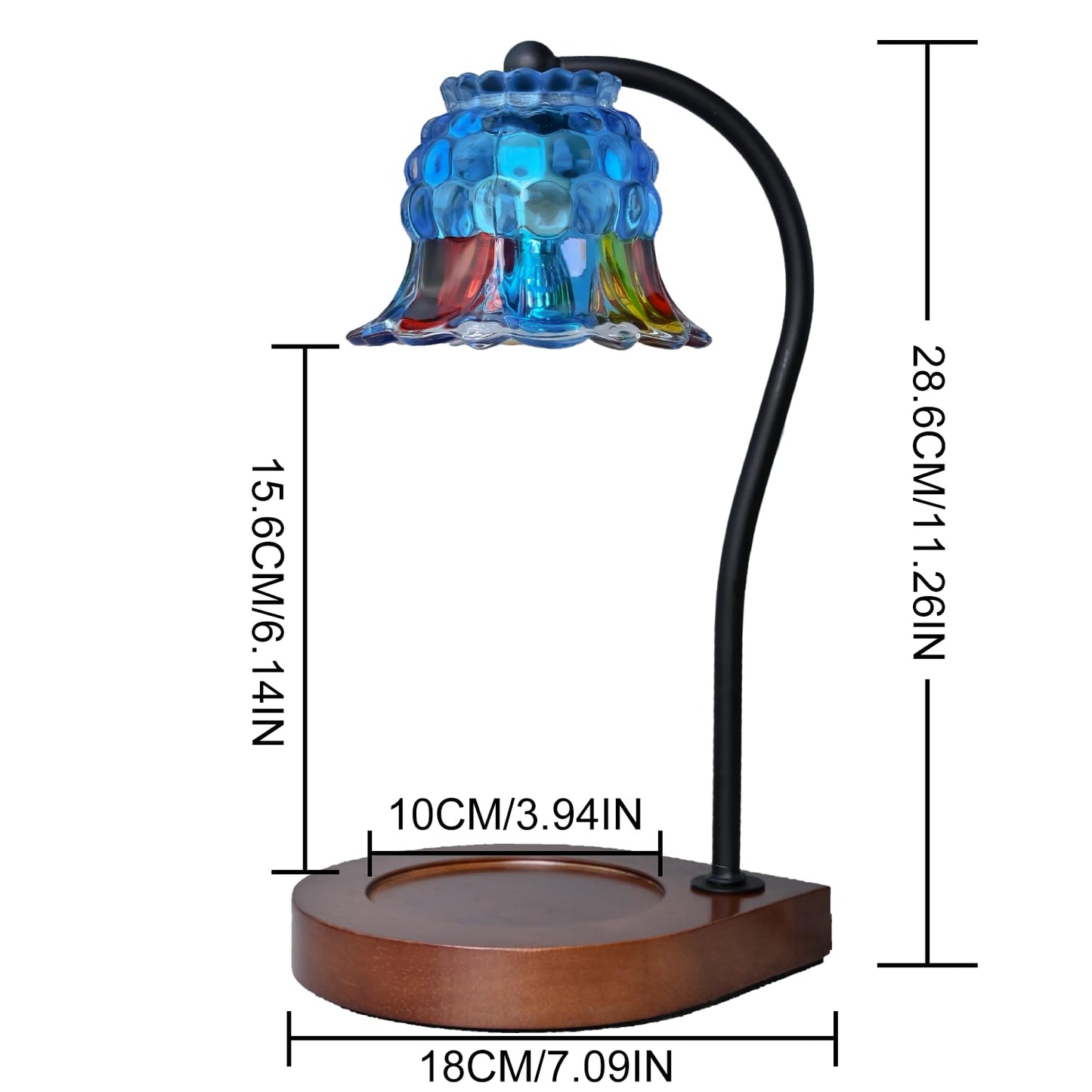 Candle Warmer Lamp Timer - BlueColorful Glass Flower Electric Candle Lamp, Birthday Gifts for Women, for Mom, House Warming Gifts New Home, Candle Warmer for Jar Candles with 2 Bulb