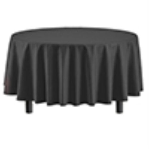 Exquisite 12-Pack Plastic Tablecloth 84 inch Round Value Pack Plastic Table Cover - Black