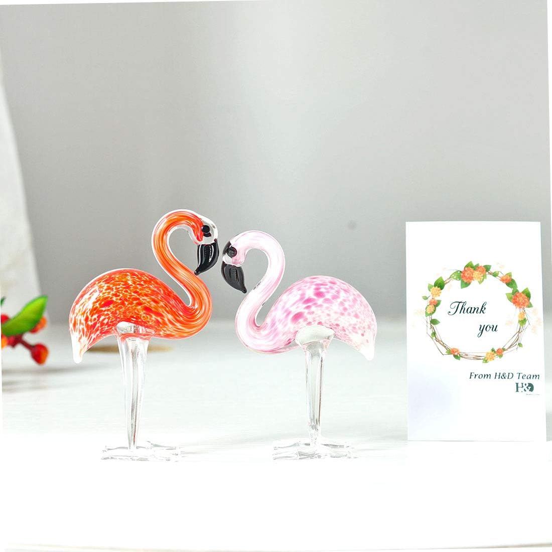 QFkris Blown Glass Flamingo Figurines - Elegant Love Token Art Glass | Set of 2 for Women