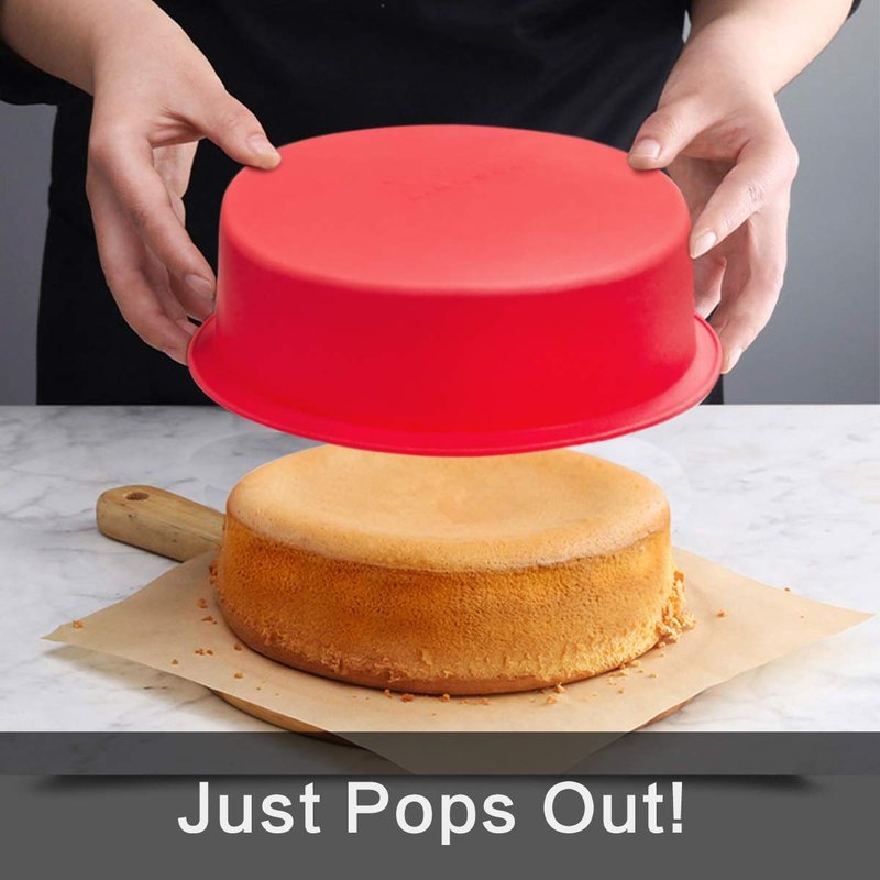 SILIVO 9.5 inch Cake Pans, 2 Pack Silicone Baking Pan, Nonstick Silicone Cake Molds for Cheesecake and Chocolate Cake