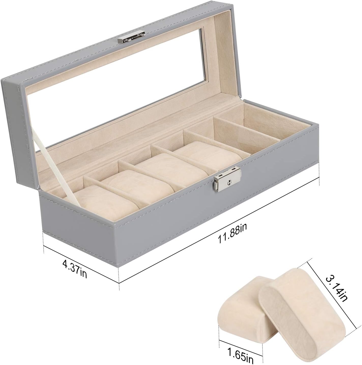 Men's Black 6-Slot Watch Box Organizer | Elegant Display & Storage Case