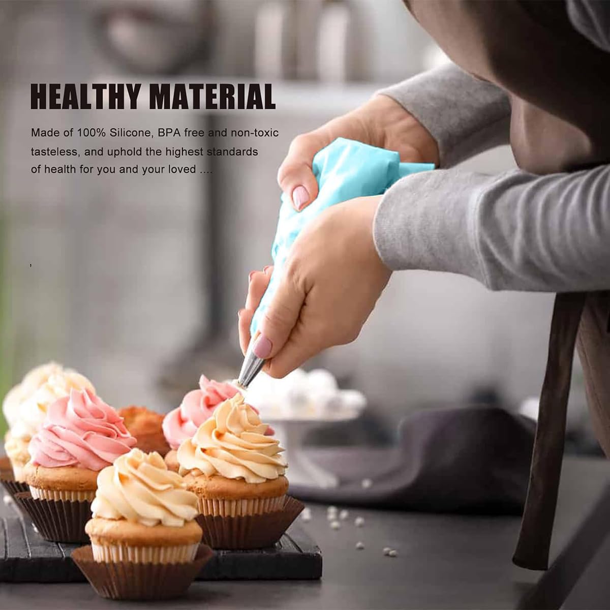 21pcs/set Cake Decorating Tools,Piping Bags and Tips Set;with 2pcs Reusable Icing Pastry Bags,Set Of 3 Scrapers,12 Different Icing Bags Tips, 2 Piping Bags Couplers and 2 Frosting Bags Ties