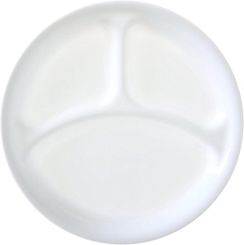 Corelle Livingware Divided Dinner Plates - Winter Frost White | Set of 8, 10.25-Inch Size