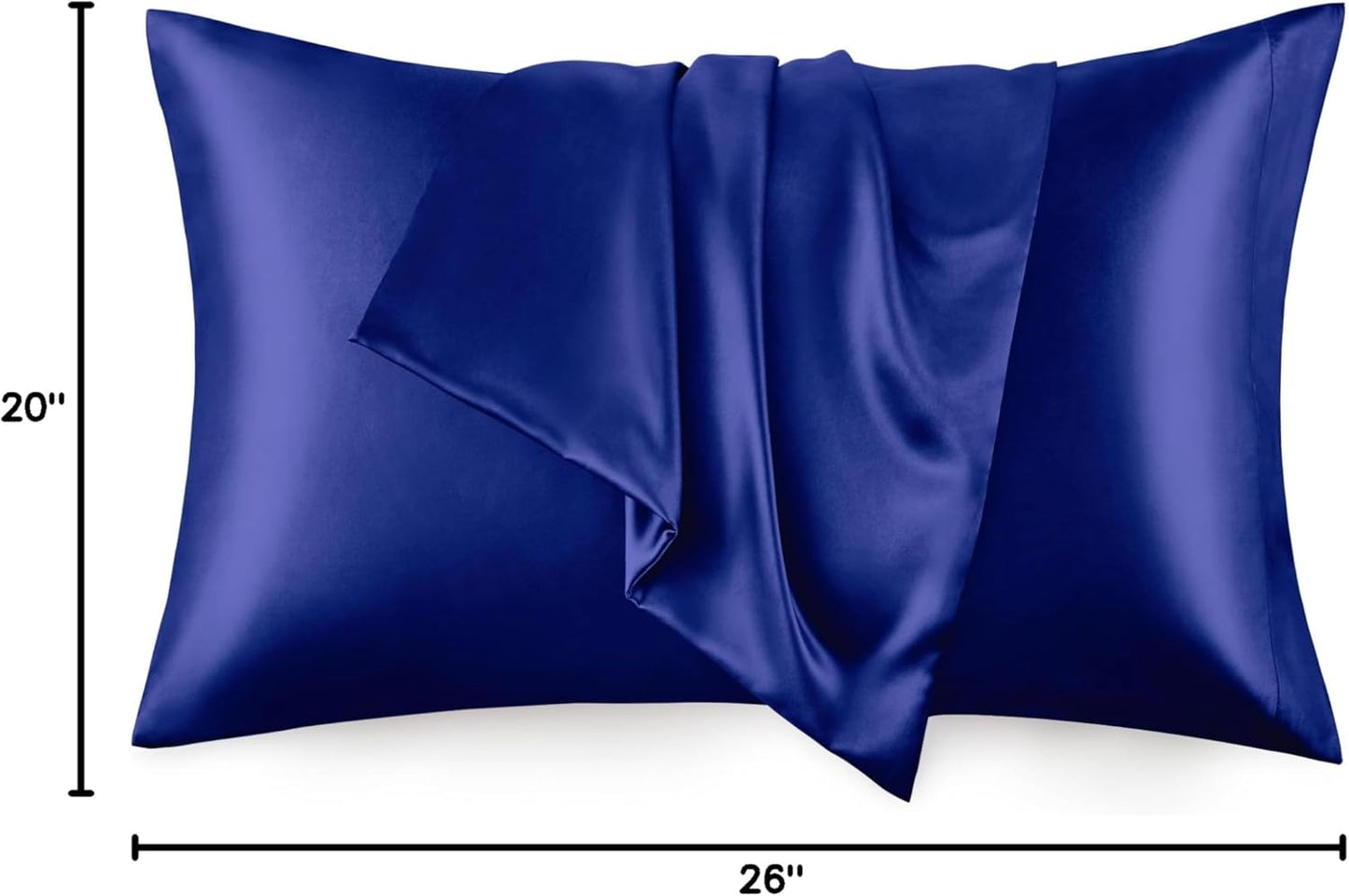 Love's Cabin Satin Pillowcase Set - Cooling Pillow Covers for Hair & Skin | Standard Size 20x26, Navy