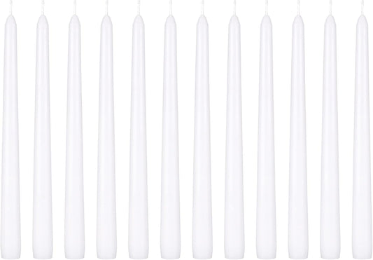 12-Pack Unscented Red Taper Candles - 10 Inch Hand Poured Wax for Home Décor & Weddings