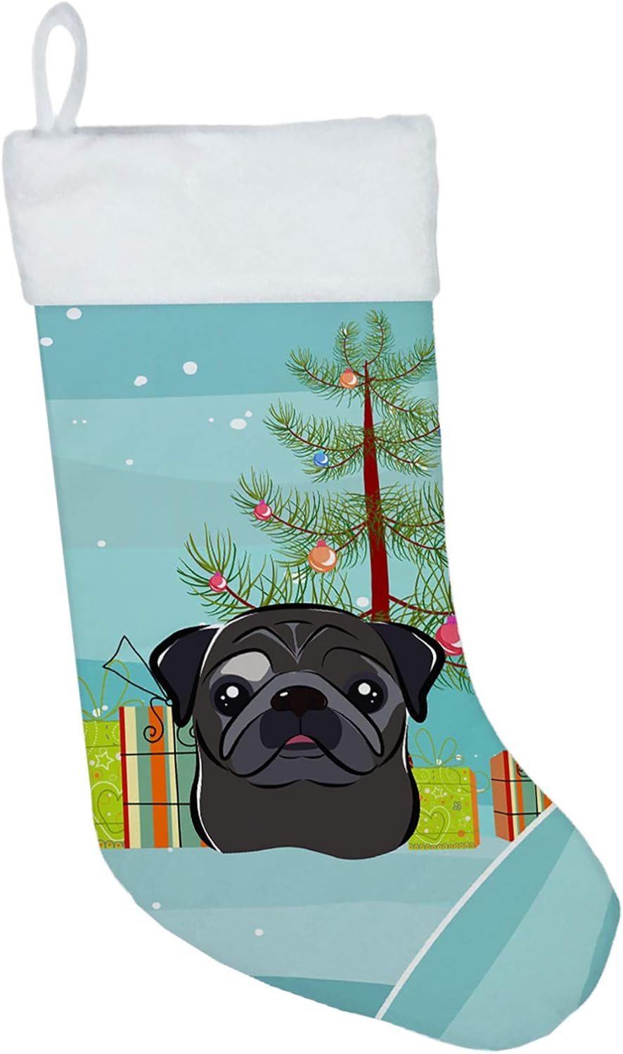 Shih Tzu Christmas Stocking - Chocolate Brown Dog Holiday Decor for Fireplace