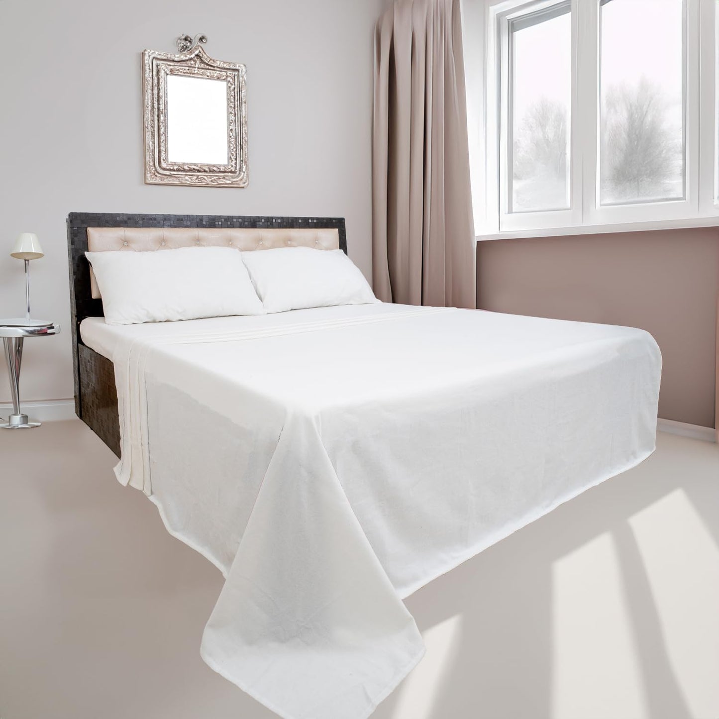 Good Sleep Bedding Flannel Sheets Full - 100% Cotton Flannel Sheets, Brushed for Extra Softness, 4-Piece Full Size Bed Sheets, Breathable, Warm & Cozy, Deep Pocket 16" - White