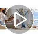 Oiruim Large Hand Blown Blue Glass Vase Ocean Wave Design - Coastal Home Decor