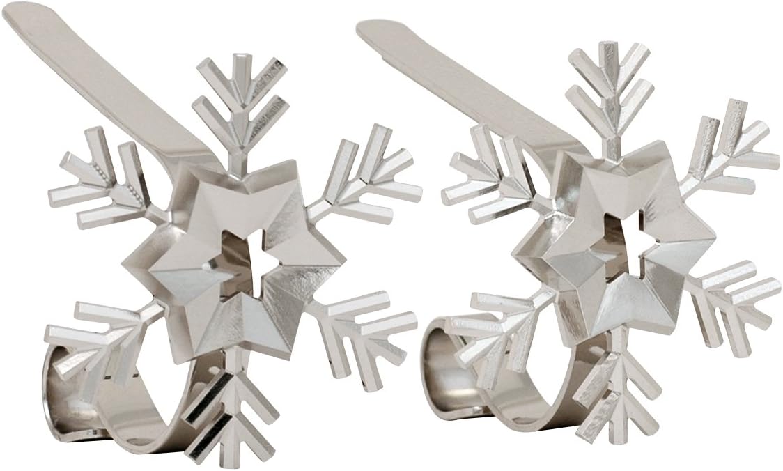 Gold MantleClip Stocking Holders Set - 4-Pack Removable ZINC Alloy Holiday Icons