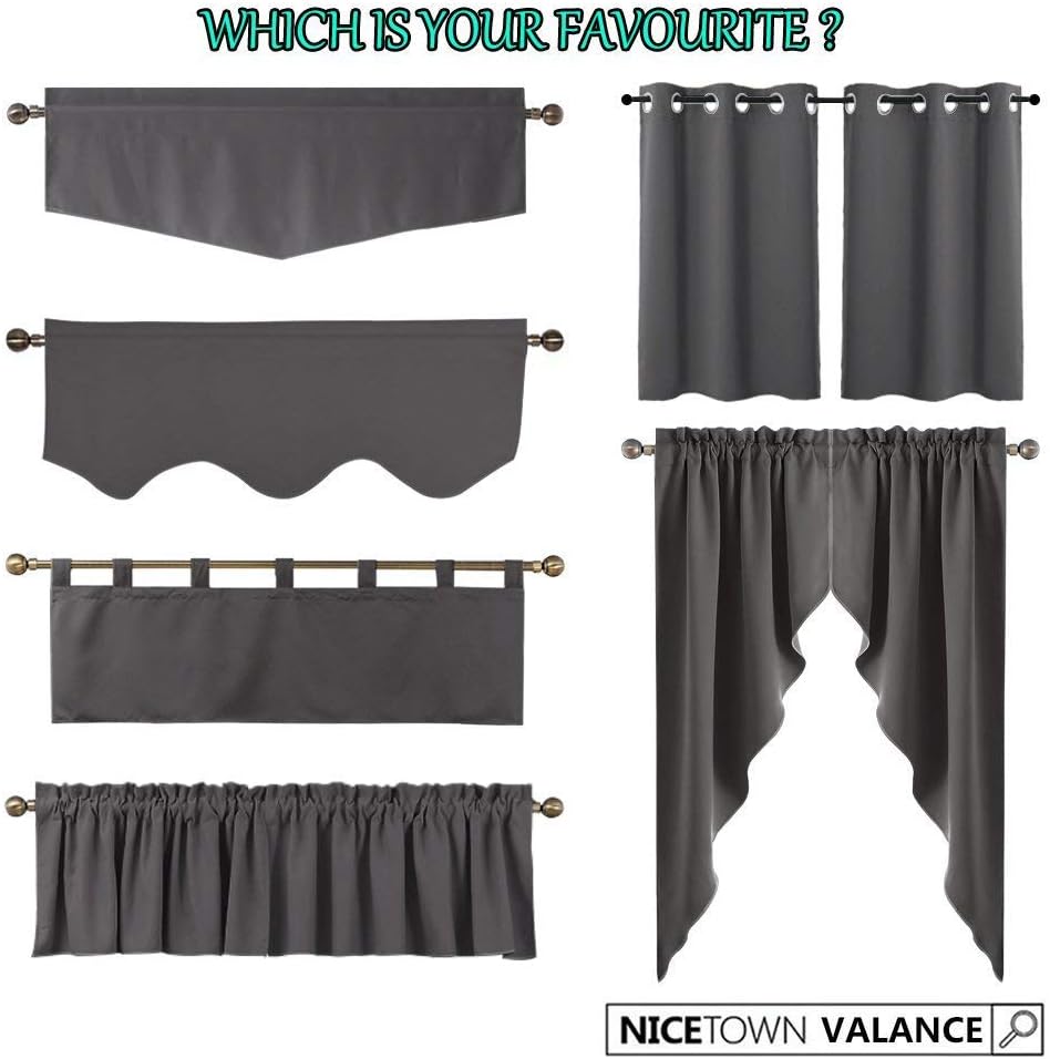 Thermal Insulated Blackout Kitchen Curtains for Small Windows - Burgundy Tiers (29x36 inches)