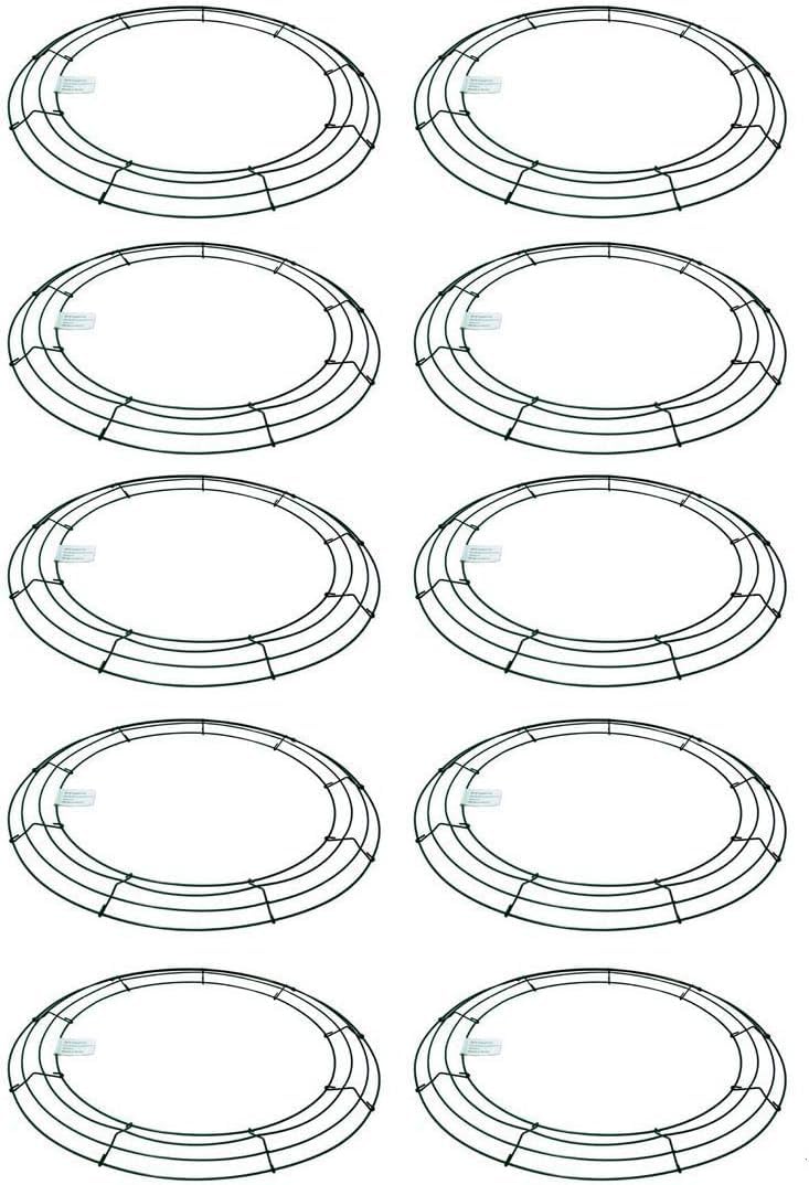 MTB Wire Wreath Frame 18 inch Green, Pack of 10 Wreath Form Wreath Rings for DIY Christmas New Year Decor
