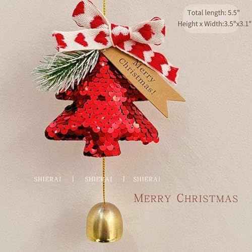 Christmas Ornaments Artificial Christmas Wreath Decorated with Pine Tree, Bell, Bow for Christmas Decorations (Pine Tree Style A)
