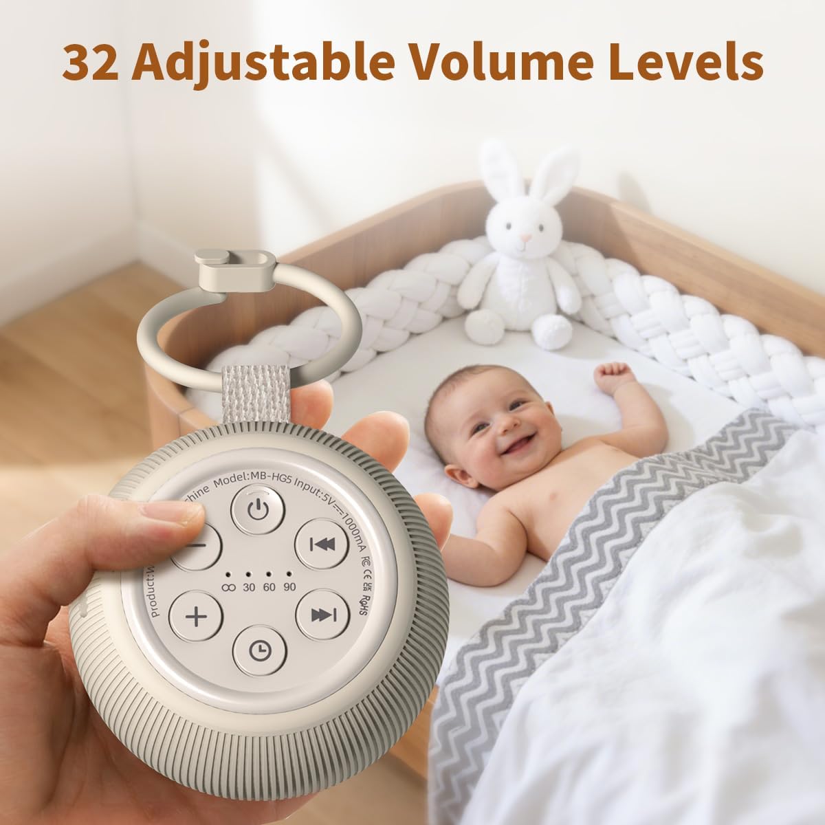 Skiennix Portable Travel Sound Machine - 30 Soothing Sounds, 40-Hour Battery Life, Adjustable Volume for Home & Baby