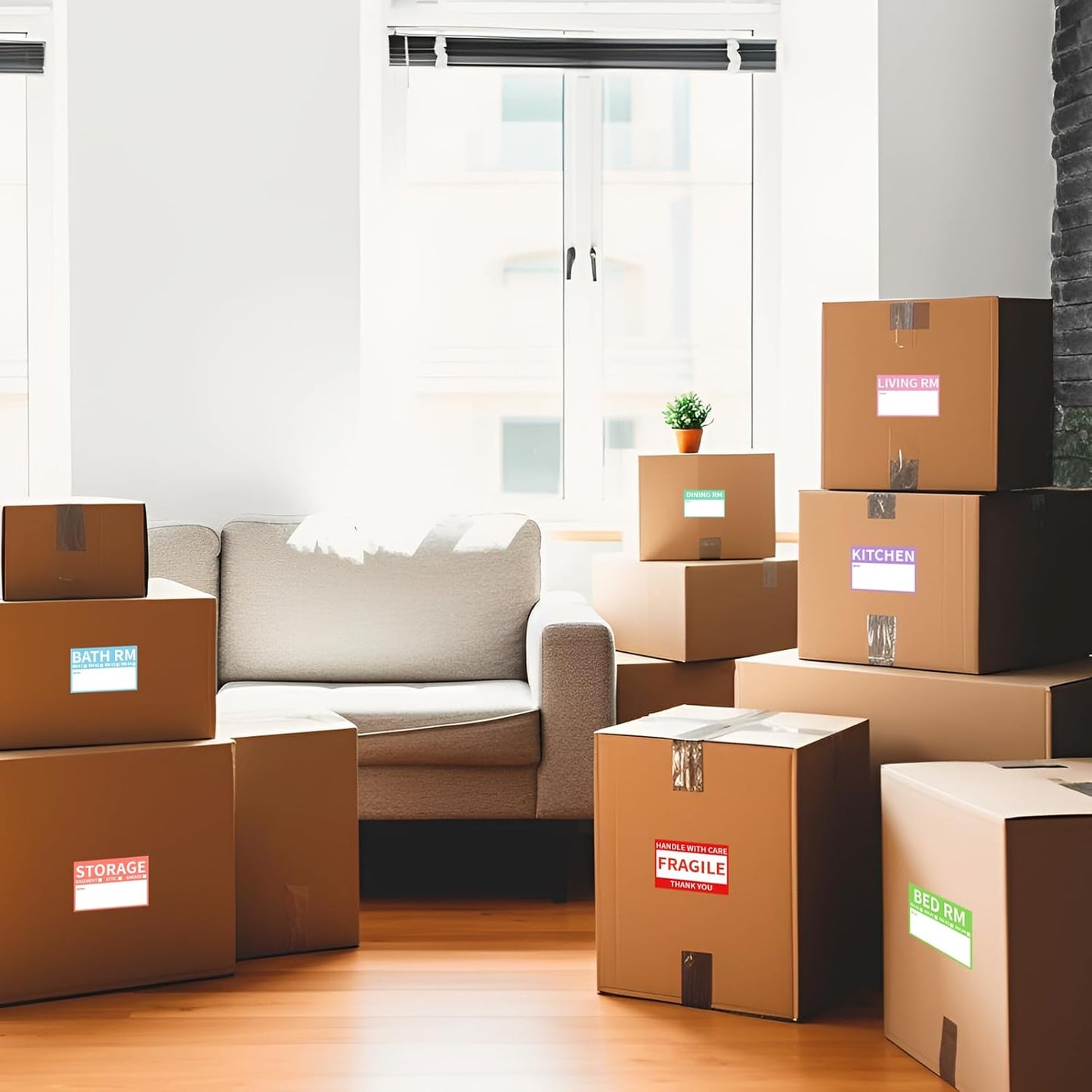 Ououstate 300 Count Removable Packing Labels - Waterproof Color-Coded Stickers for Home Moving