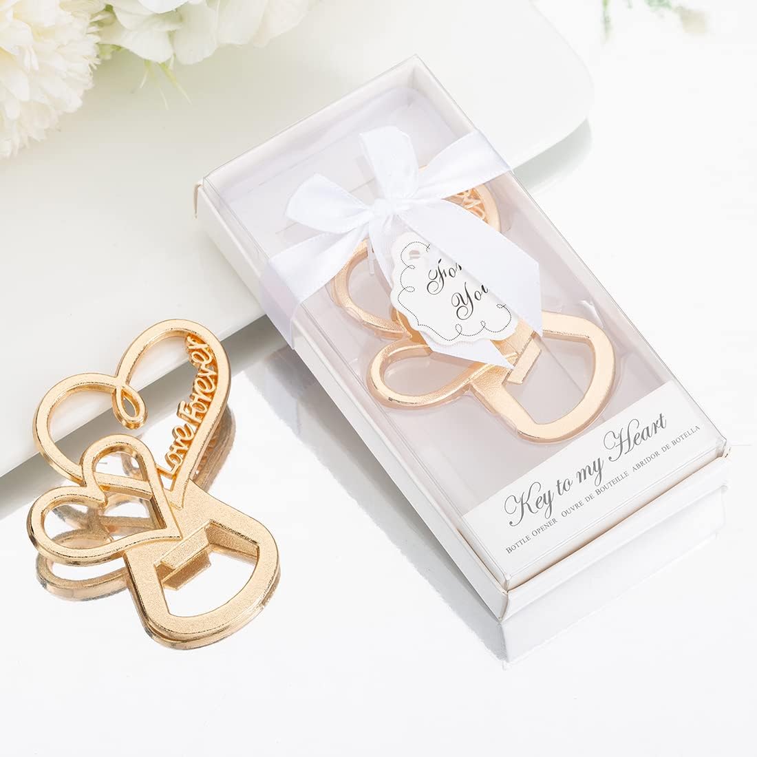 50 Packs New Love Forever Design Heart Shape Bottle Openers for Wedding Favors to Guests, Bridal Shower Party Gifts, Souvenirs or Decorations for Guests (heart design)