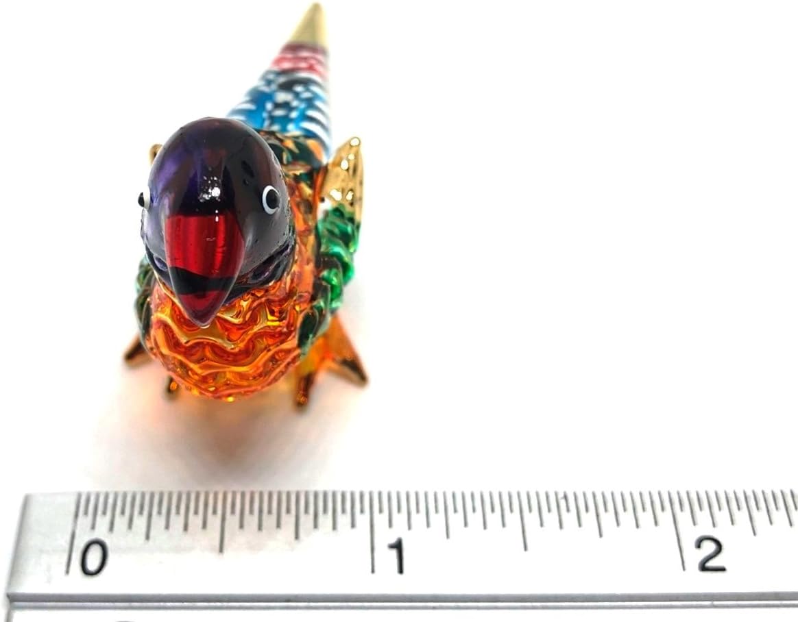 Miniature Blue Parrot Glass Figurine - Handmade Collectible for Dollhouses & Decor