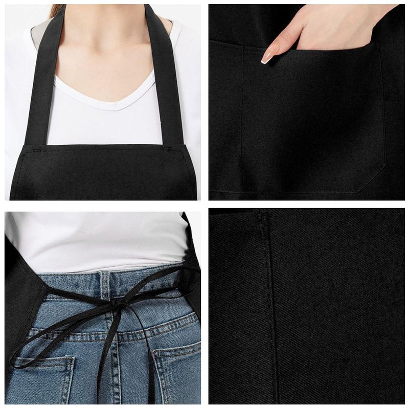 Restynic Adjustable Chef Apron for Men | 2-Pack with 2 Spacious Pockets | Classic Black Design | Durable & Wrinkle-Free for Kitchen, Restaurant, or Home Use