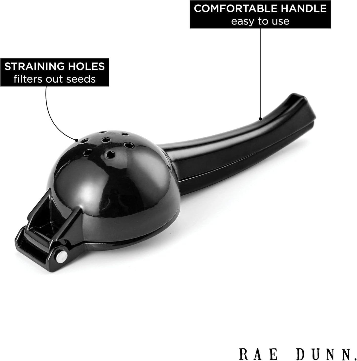 Rae Dunn Manual Citrus Press Juicer - Handheld Metal Lemon & Lime Squeezer (Black)