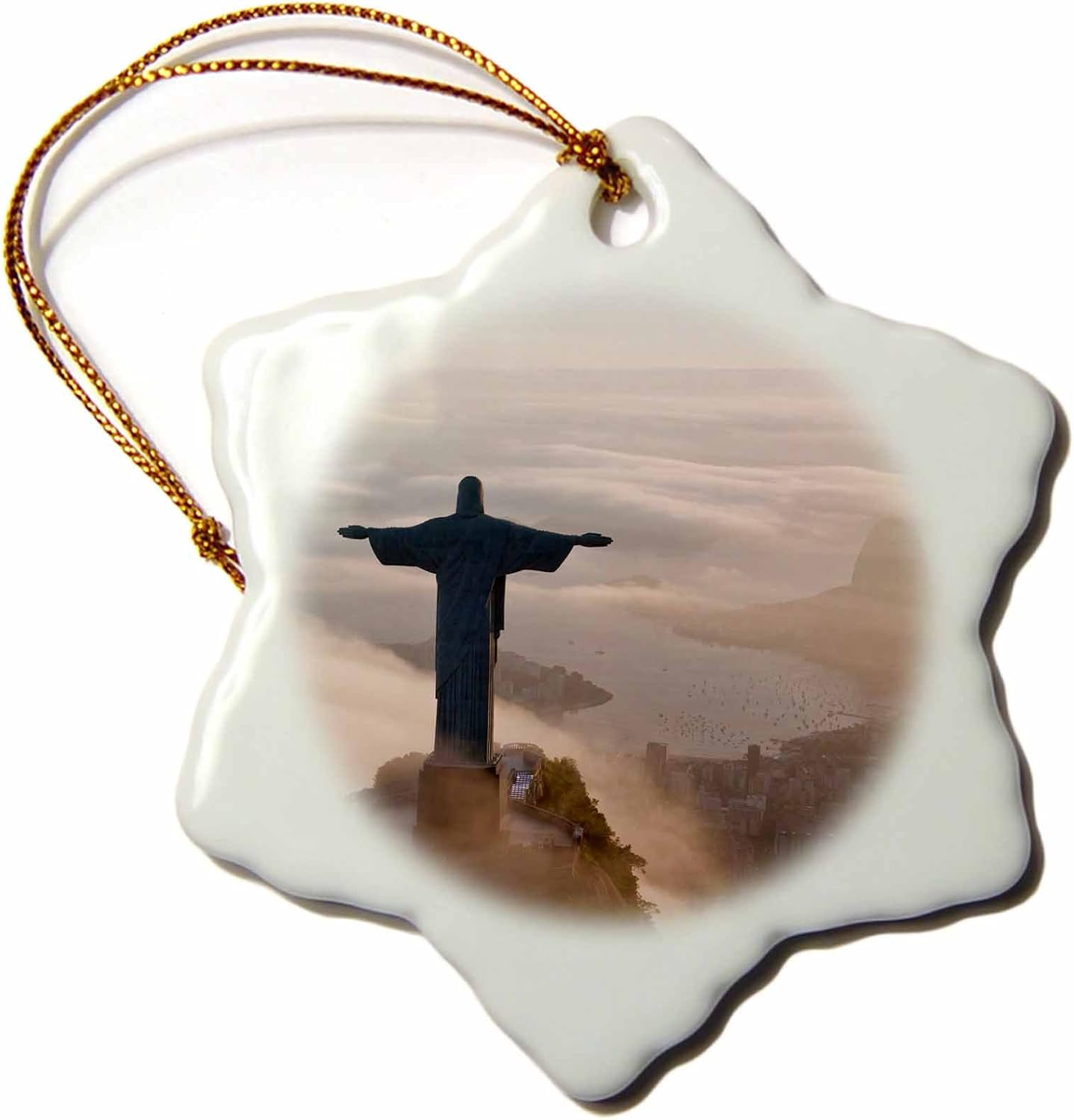 Christ The Redeemer Snowflake Ornament - 3DRose Rio de Janeiro, Brazil 3"