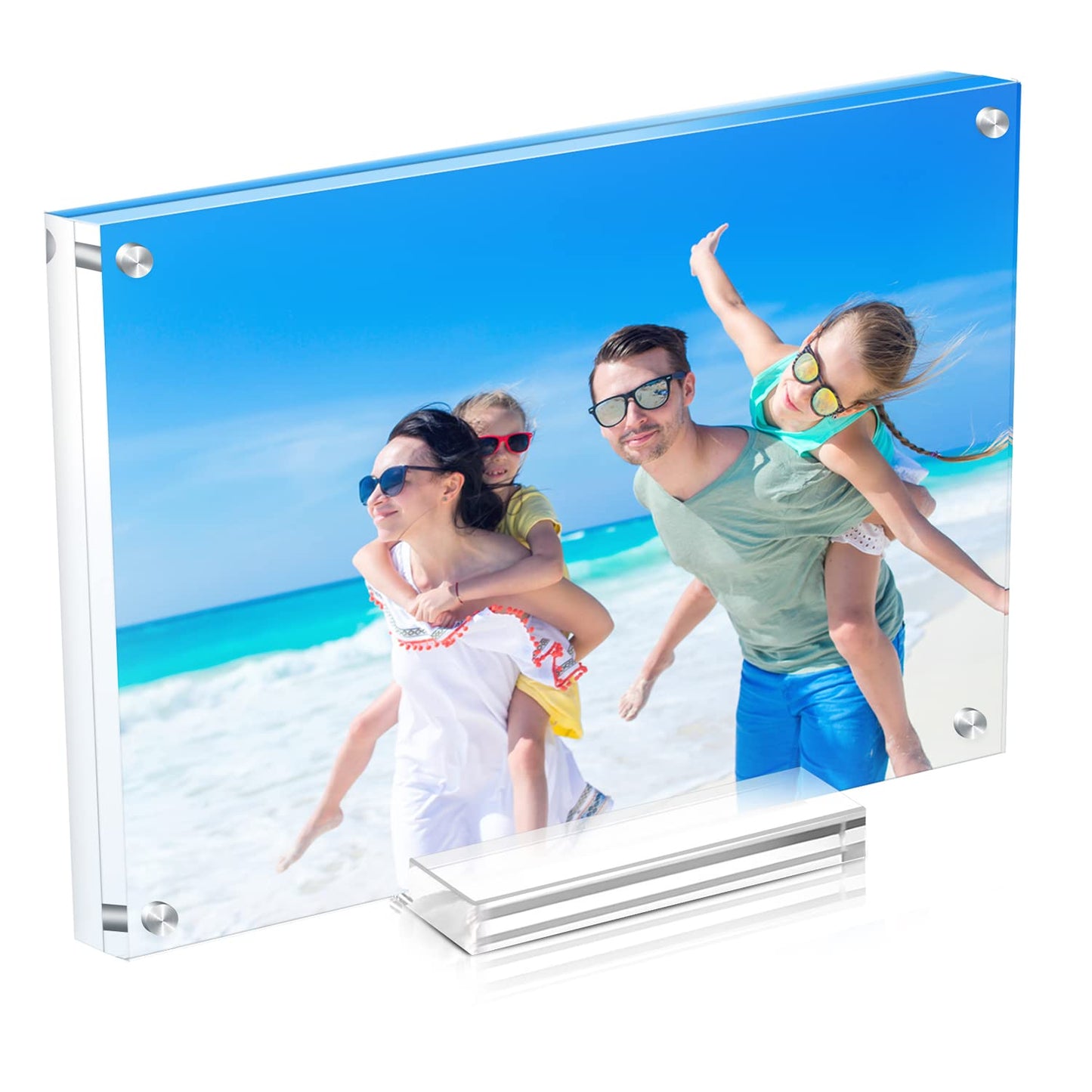 JUOIFIP 1 Pack Acrylic Picture Frame 11×14 Clear Double Sided Magnetic Photo Frame - Frameless Baby Friend Family Picture Desktop Display with Support Stand and Gift Boxes