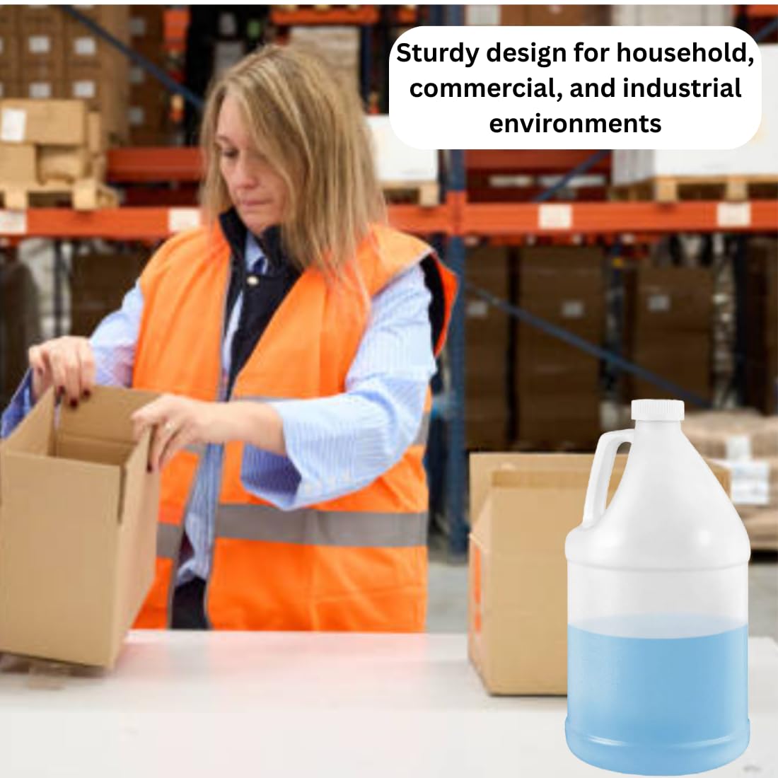 AGS 1 Gallon Bottle (4-Pack) with Caps, Empty Plastic Jugs, Jug Container with Lid, Plastic Containers for Liquids Gallon Water Jug, HDPE Container, Carboy Gallons