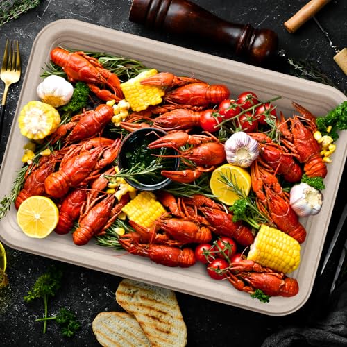 ECOLipak Nature-100pack Compostable 14-Inch Food Trays for Seafood & Large Meals