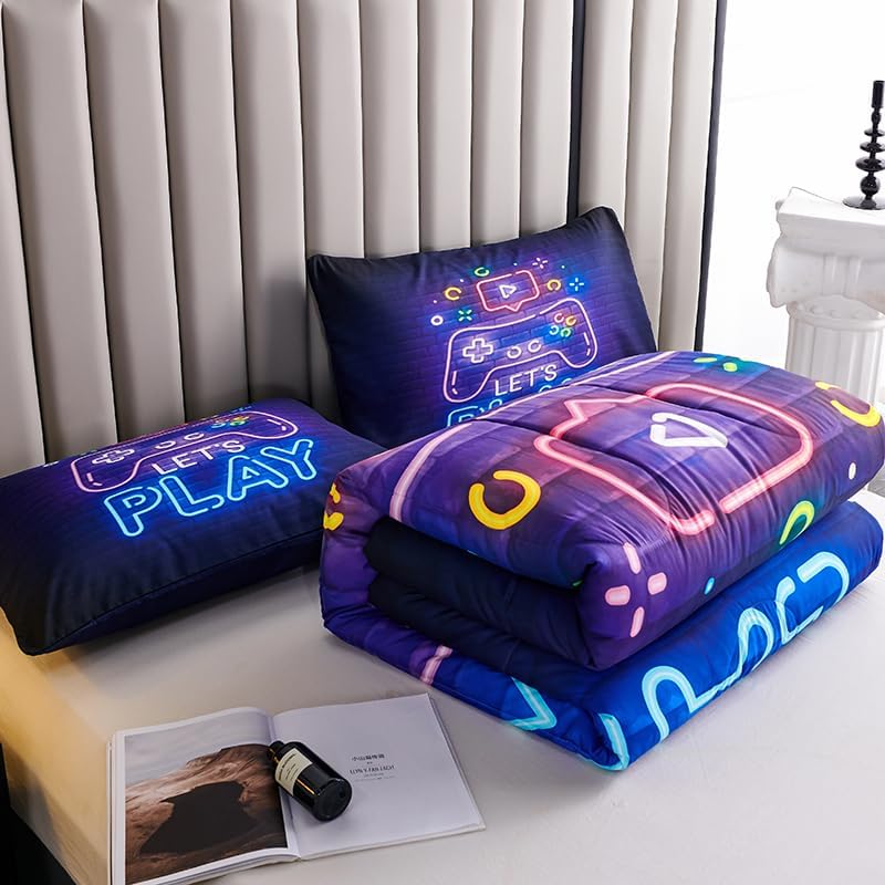 Football Comforter Sets,6 PCS Football Bedding Set,Kids Comforter Sets for Boys,Twin Black and Gold Bed Sets for Boys,Bed in A Bag with Sheets