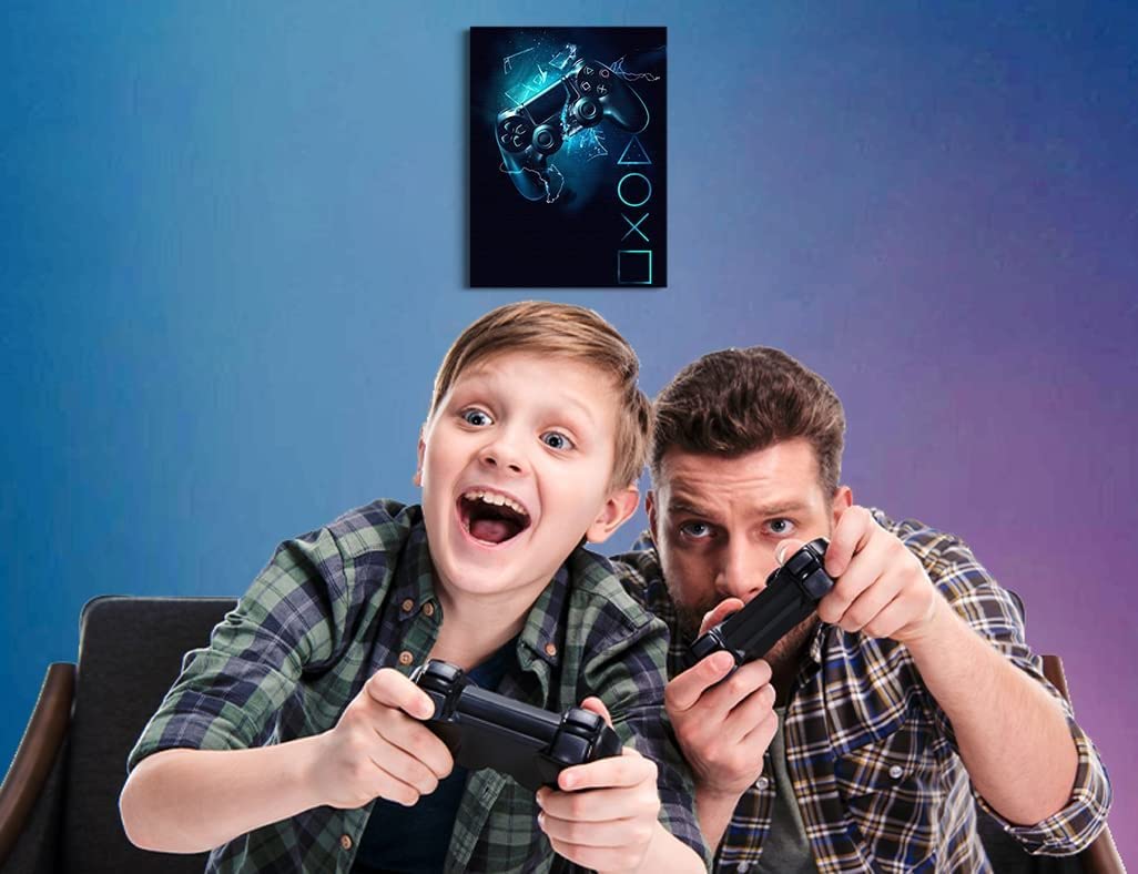 Gamer Canvas Wall Art Framed Gaming Poster Prints Video Game Bedroom Decor Gaming Room Wall Decor for Teen Boys Ready to Hang - 12x16 Inch