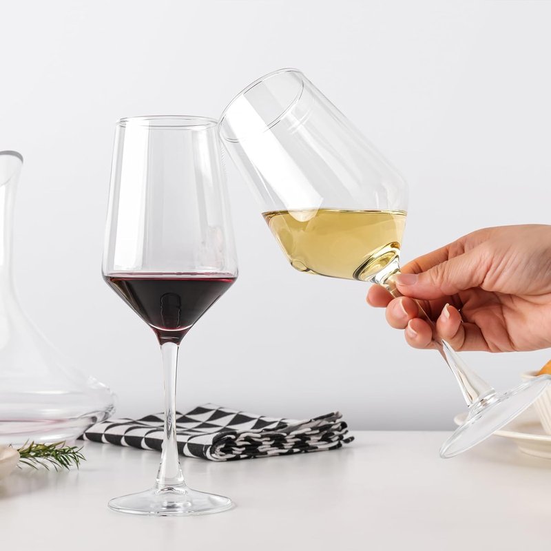 OUWO Wine Glasses Set of 4, 13.5oz Red White Wine Glasses,Lead-free Long Stem Wine Glasses for Home, Party, Wedding, Ideal Wine Accessories Gift,Clear